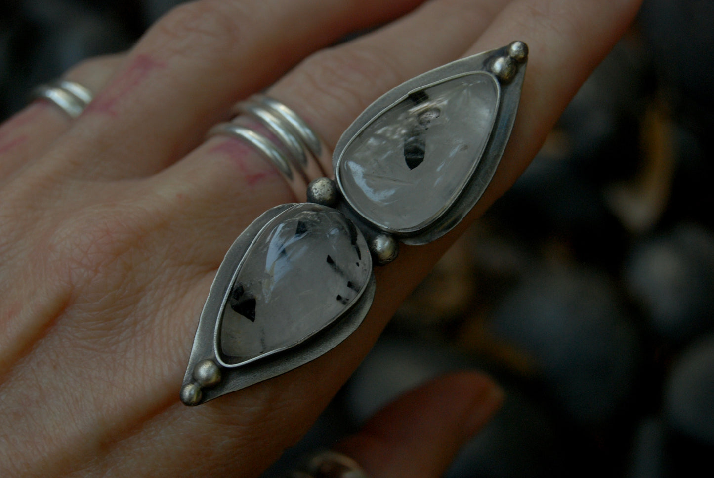 Tourmalinated Quartz Ring MTO