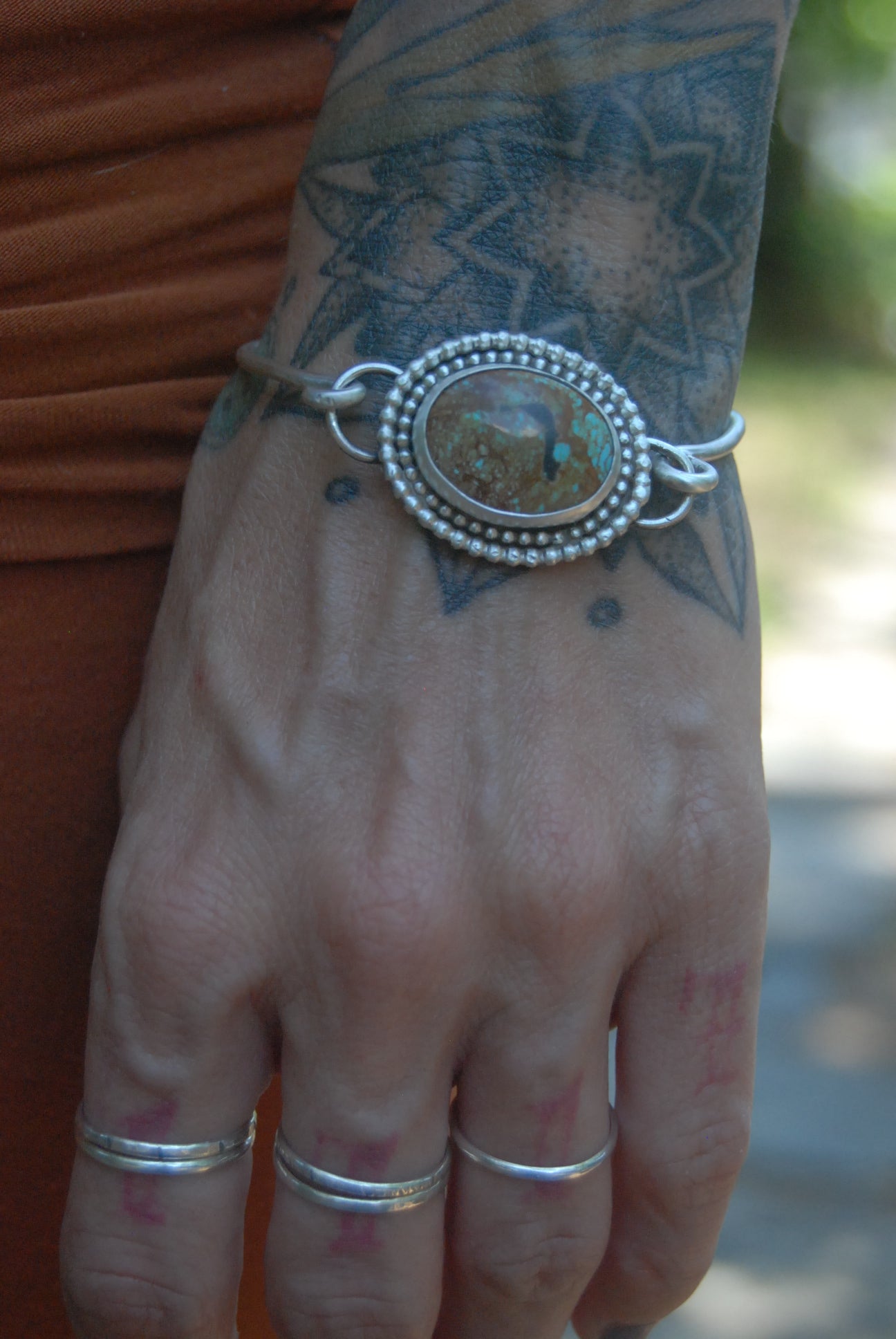 Turquoise lock bangle