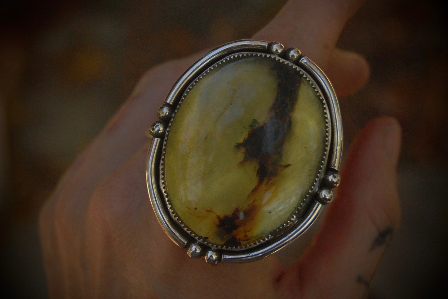 Large Amber Oval Rings sz- 7