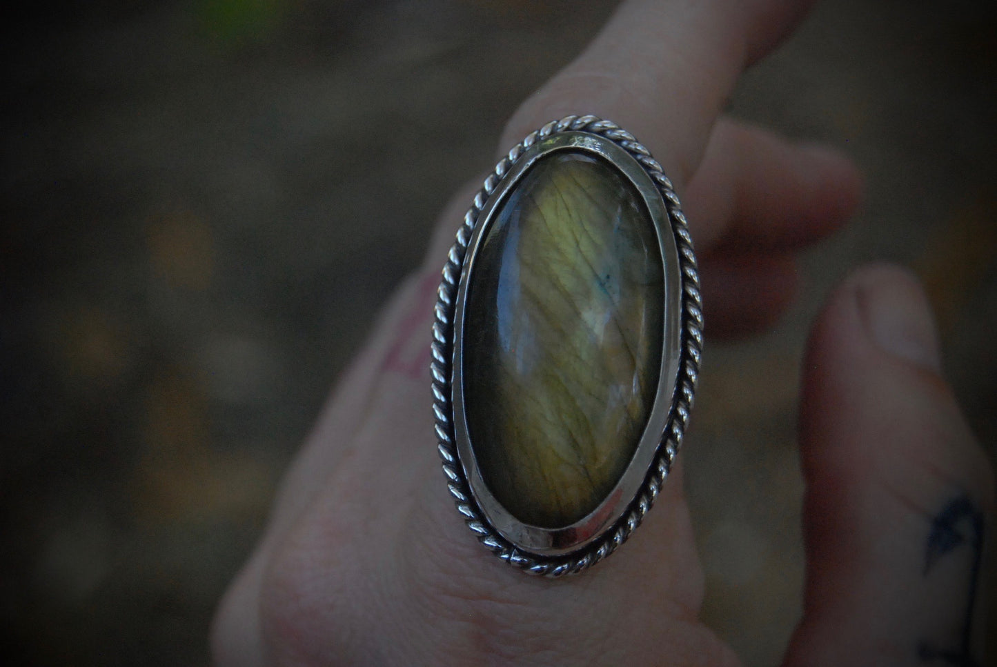 Gold Labradorite Ring SZ- 6.75