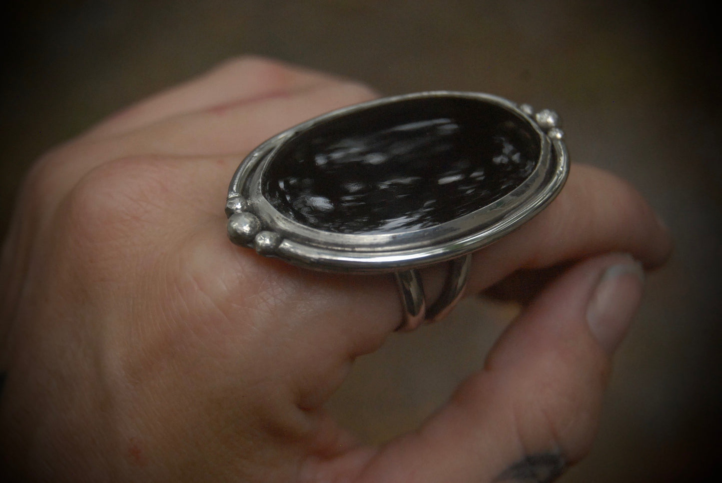 Large Onyx Ring sz- 7.5