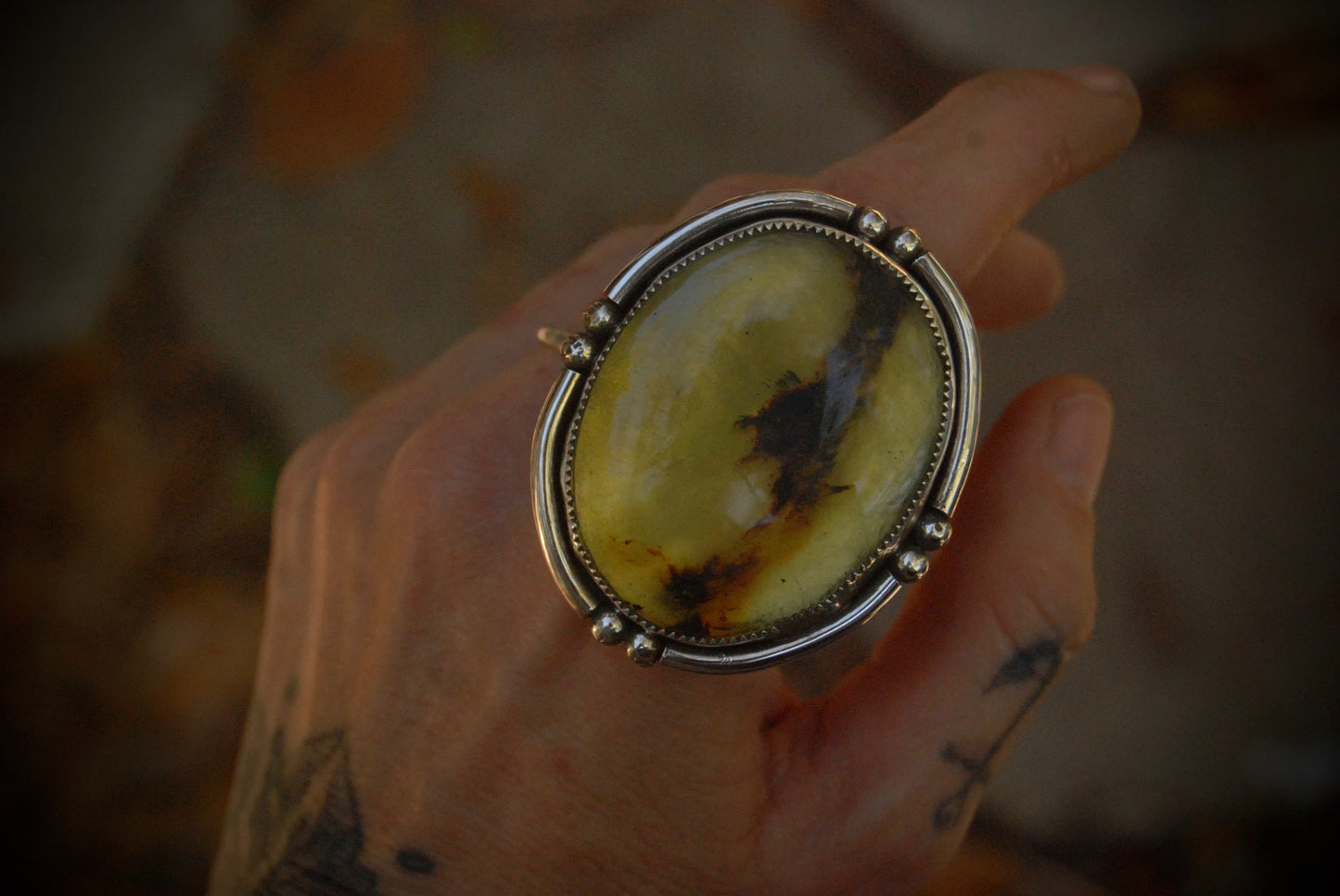 Large Amber Oval Rings sz- 7