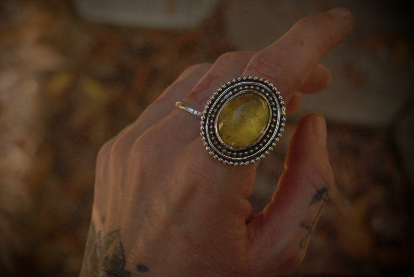 Beaded oval Ring sz-8