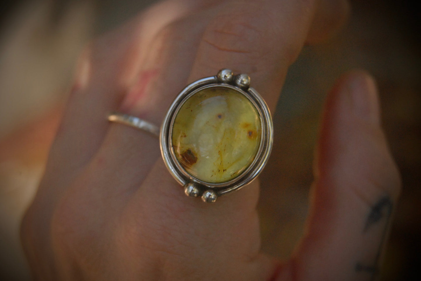 Small round Amber Ring sz-7.75