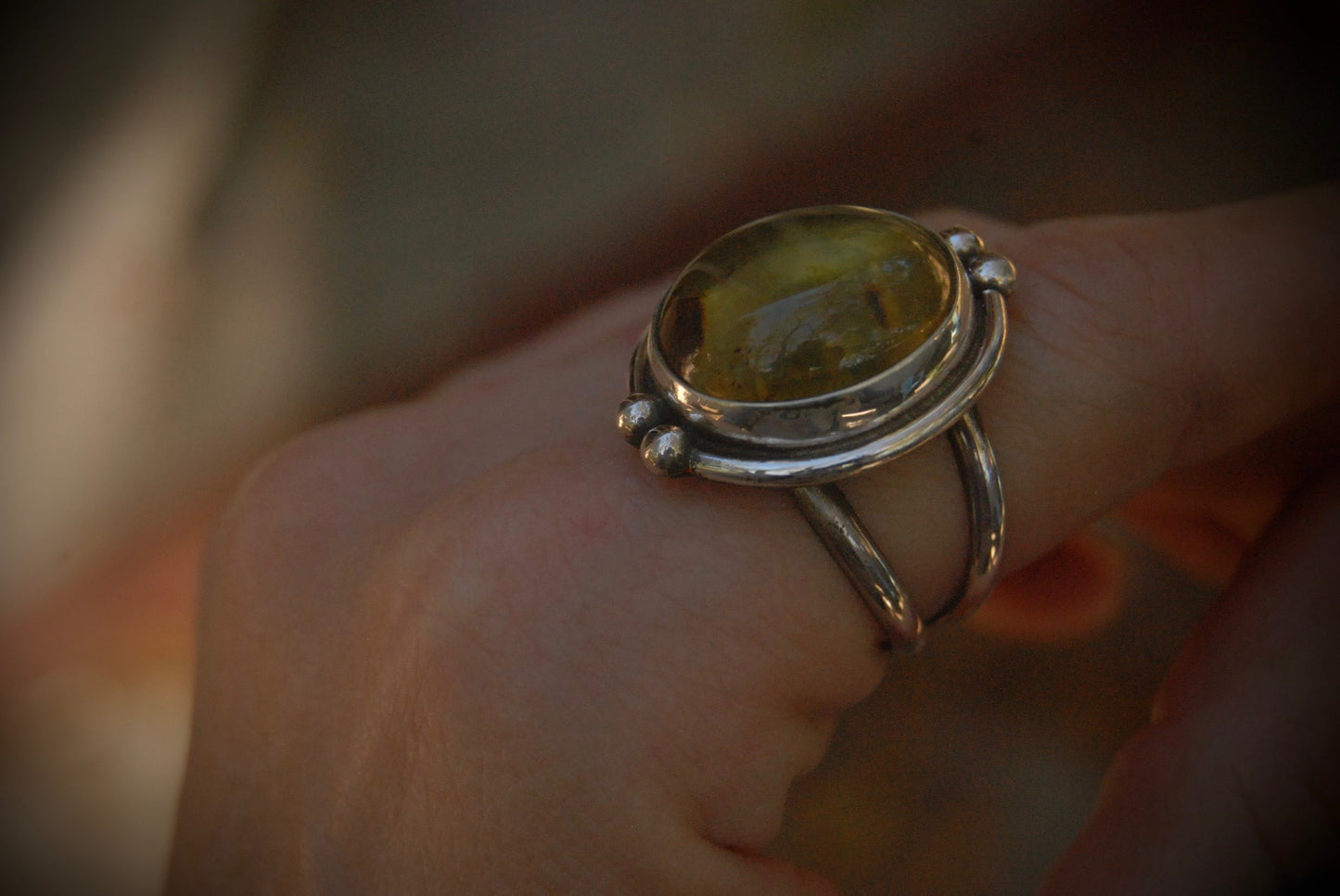 Small round Amber Ring sz-7.75