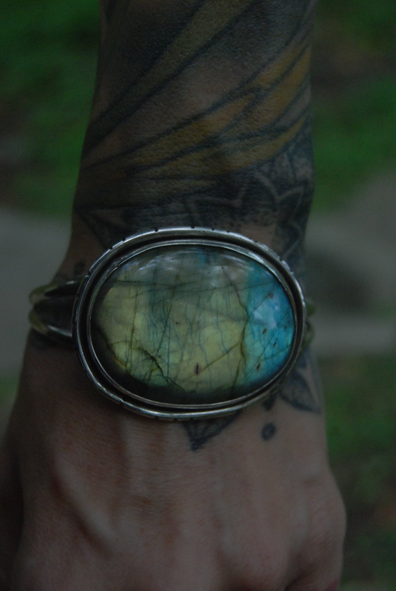 Huge oval labradorite cuff