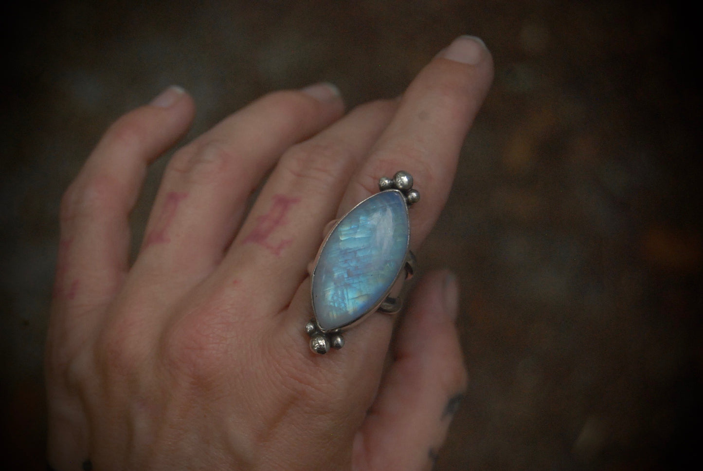 Marquise Moonstone Ring sz-6.25