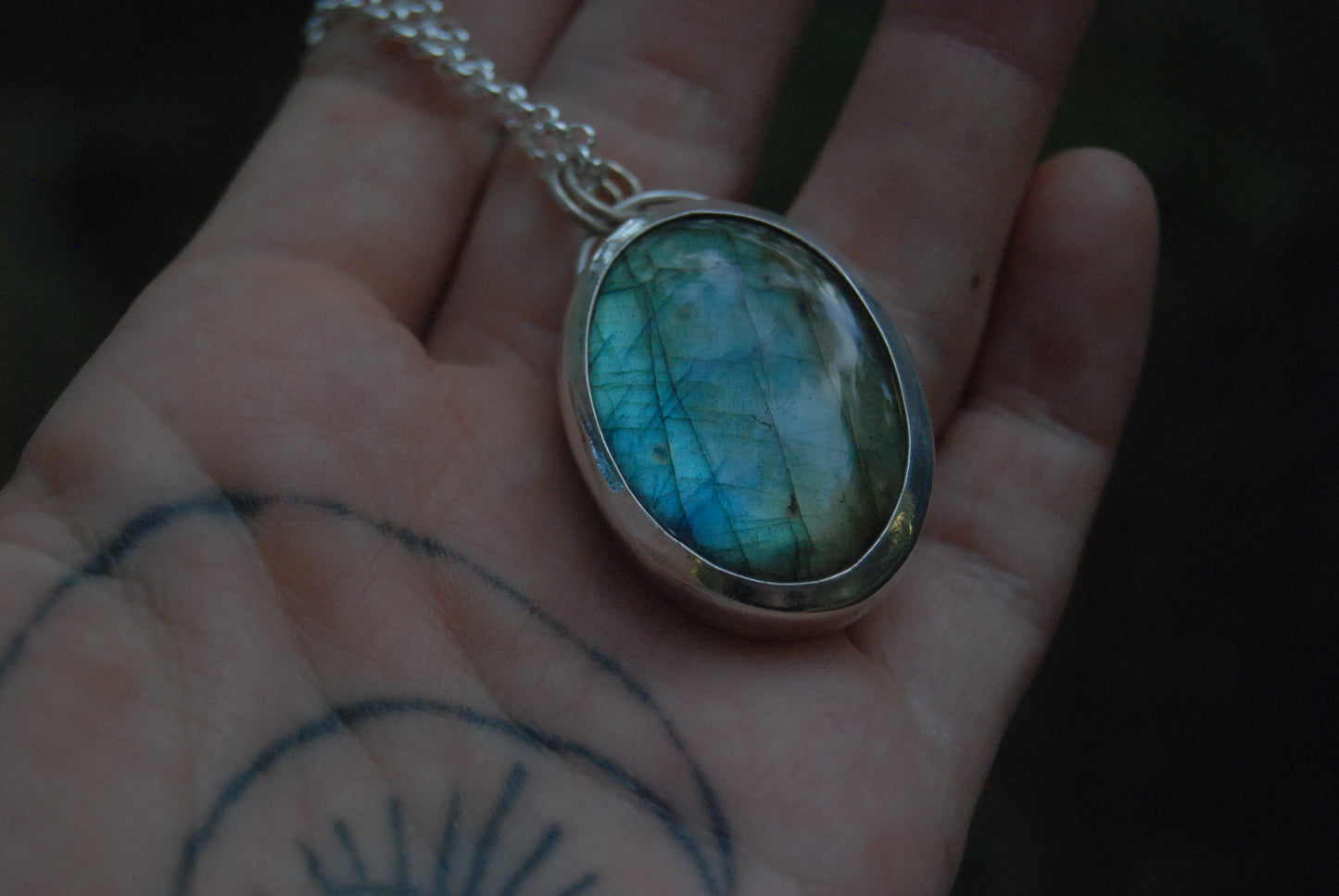 Blue oval pendant