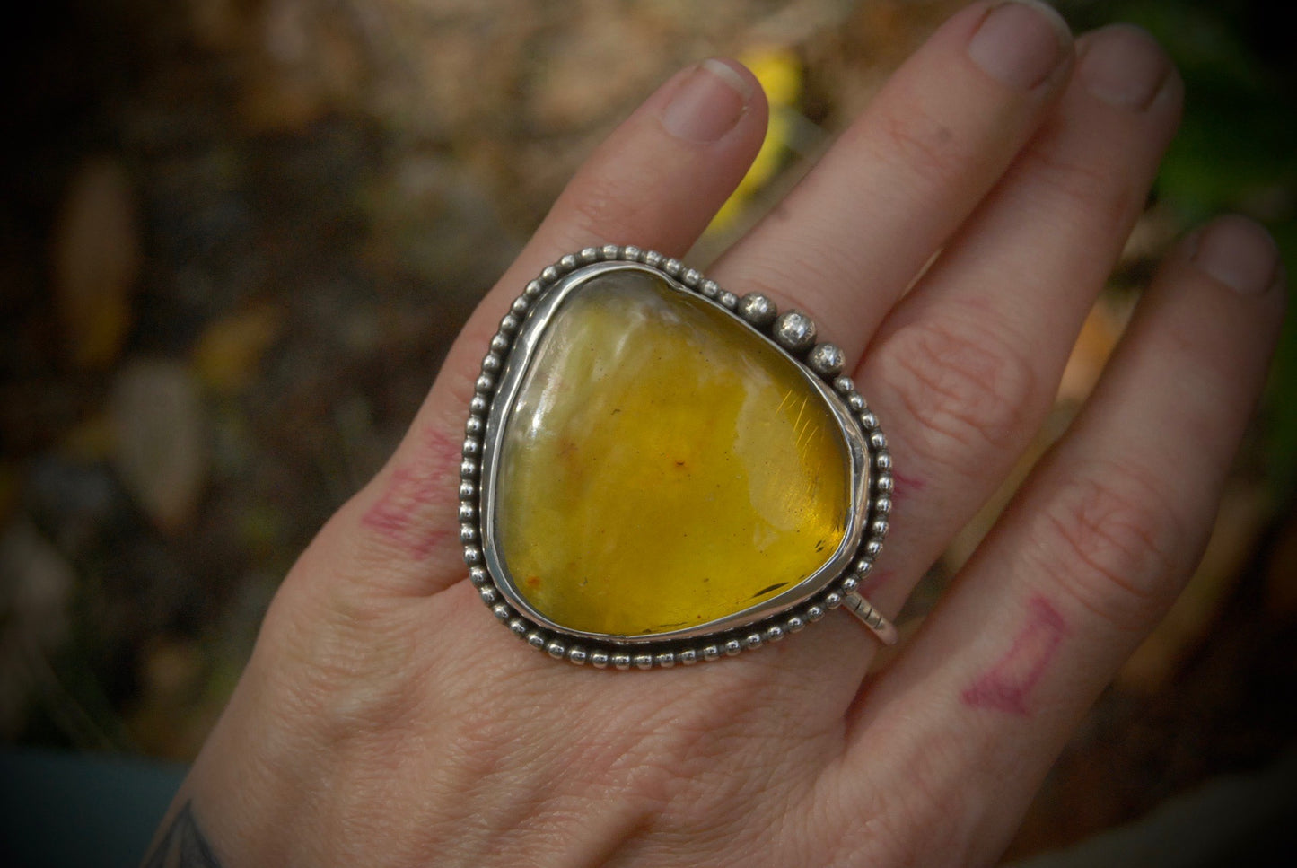 Large Amber Ring sz- 5.5
