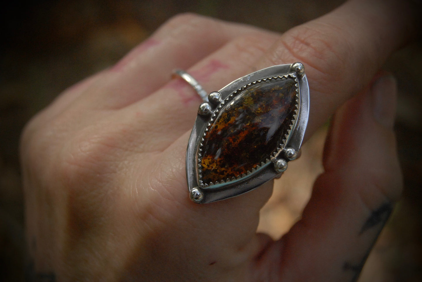 Small Amber Marquise ring sz-7.5