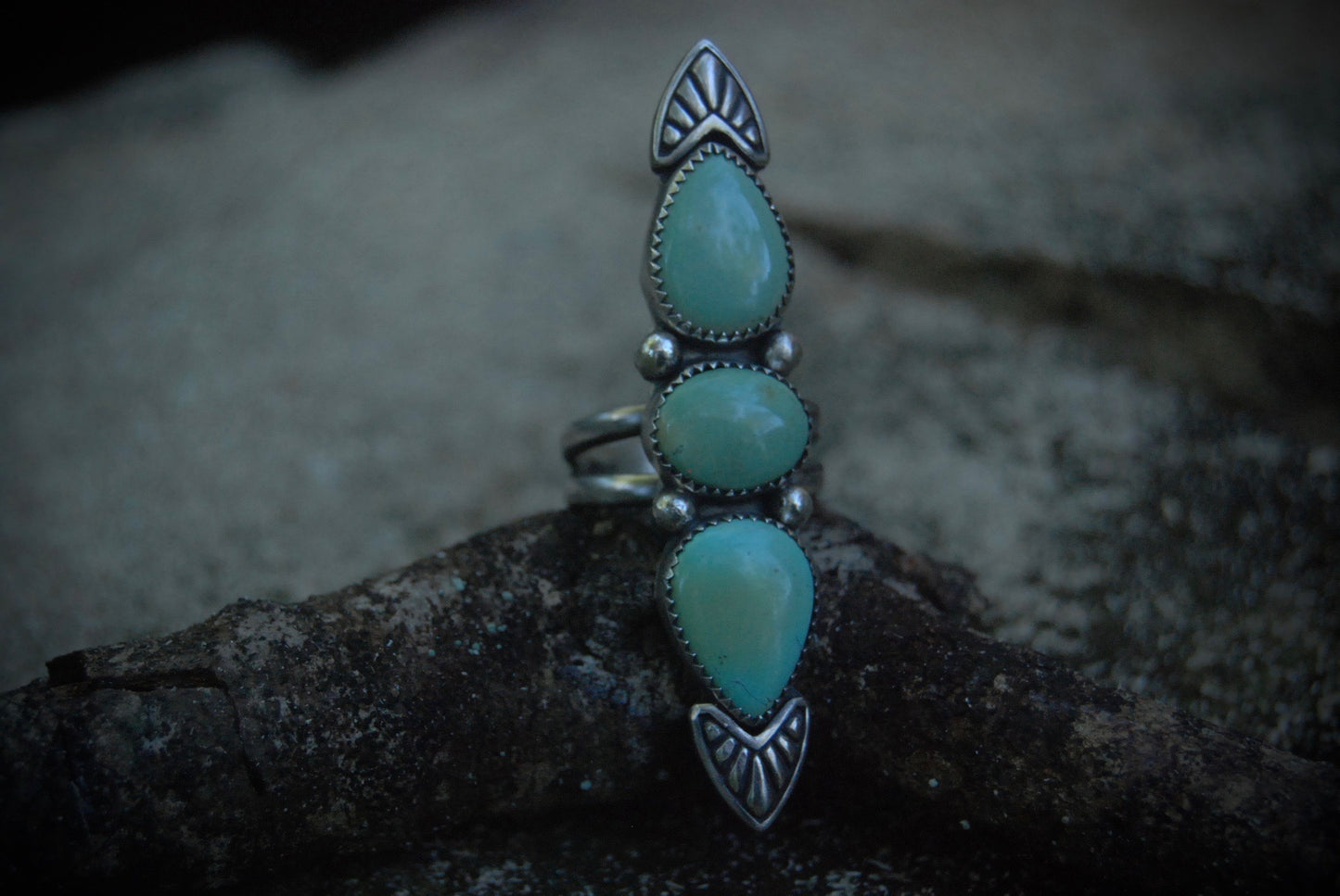 Stamped Turquoise Ring SZ- 7
