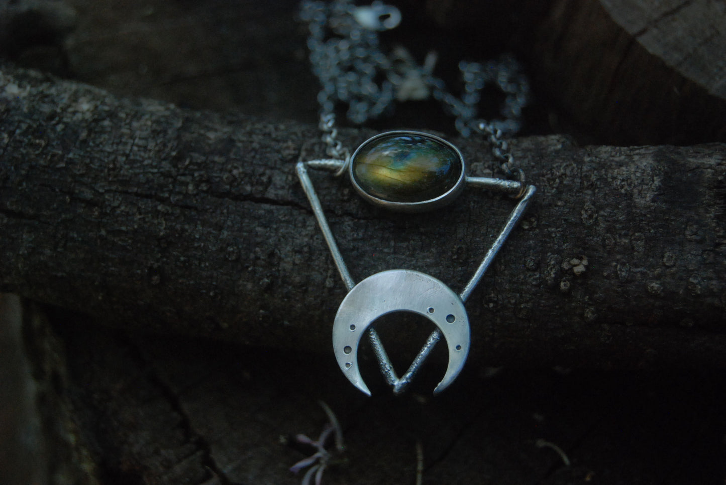 Labradorite moon necklace