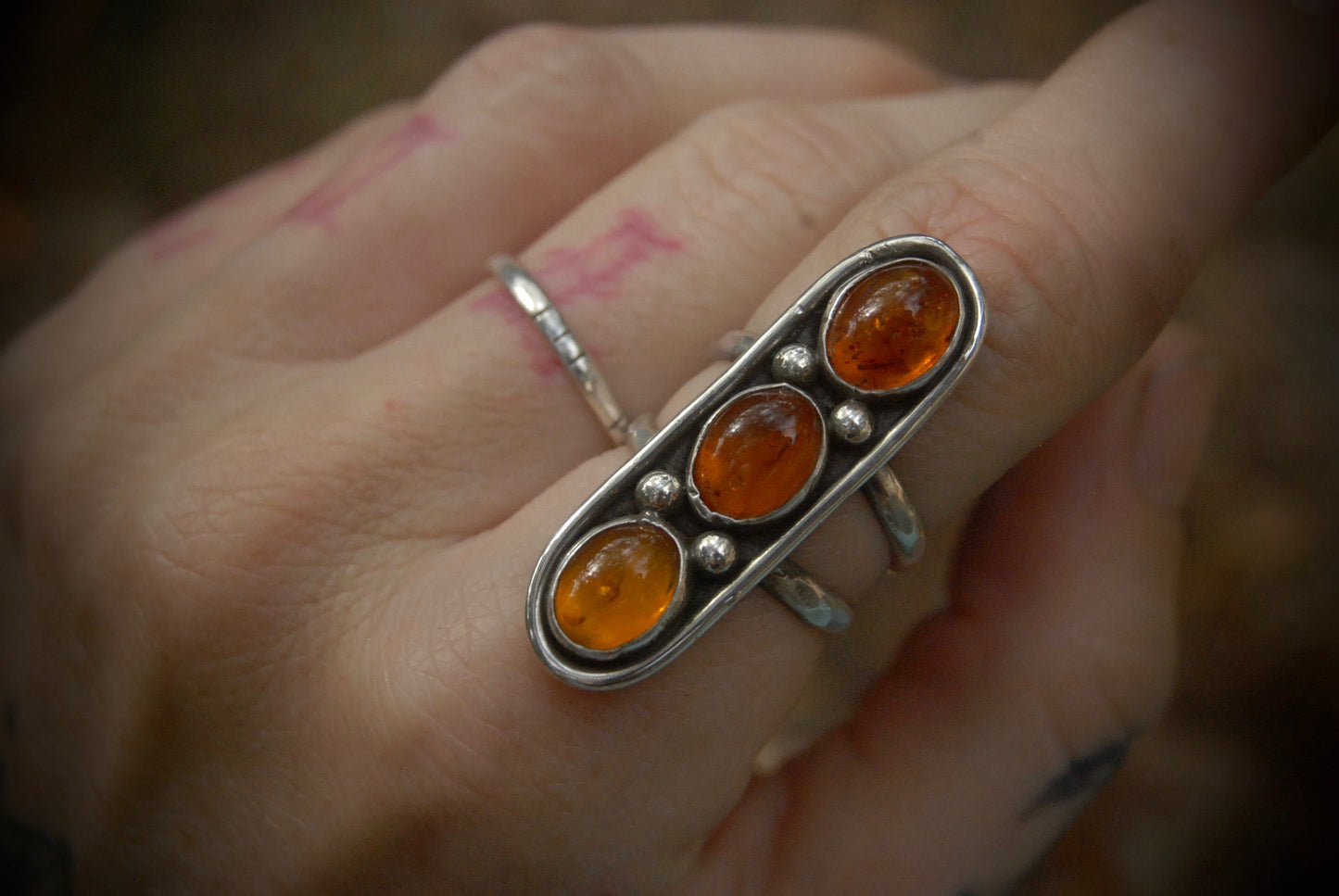 Triple Amber Ring sz-6