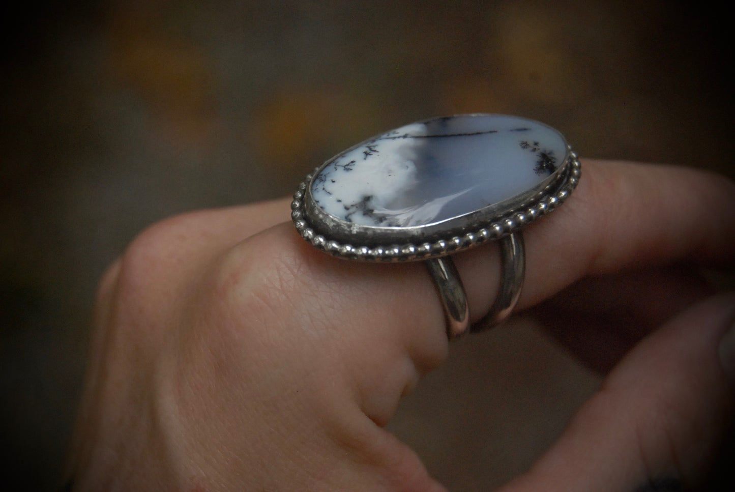 Dendritic Opal Ring sz-7.25