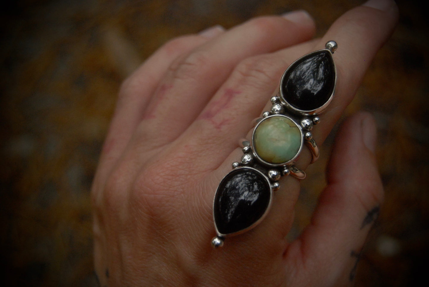 Turquoise and Onyx SZ- 7.25