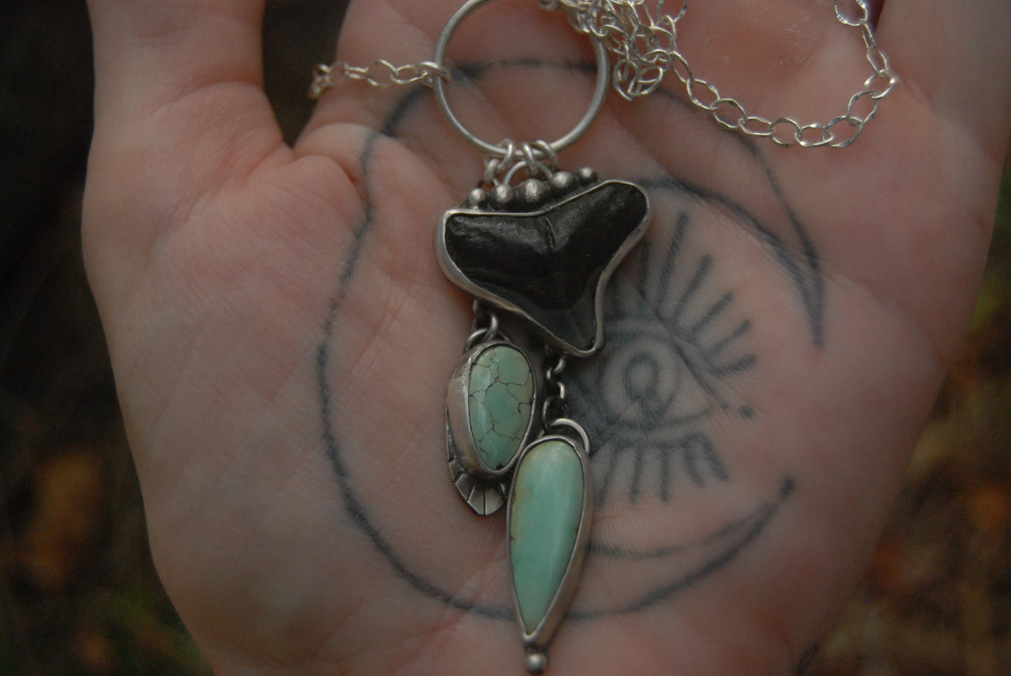 Sharks Tooth and Turquoise Talisman