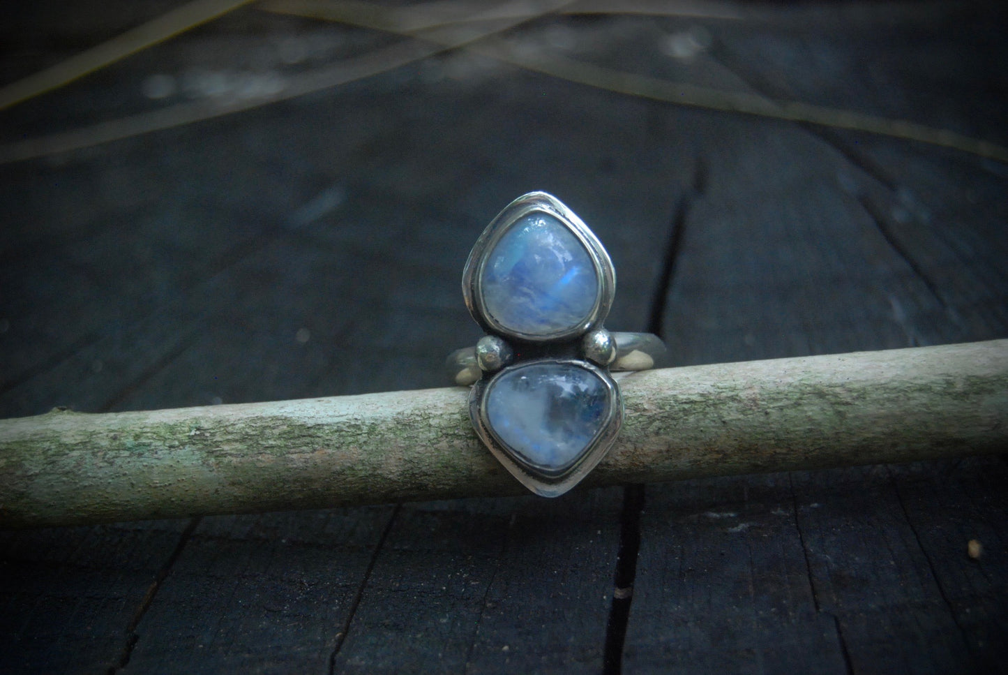 Moonstone heart ring