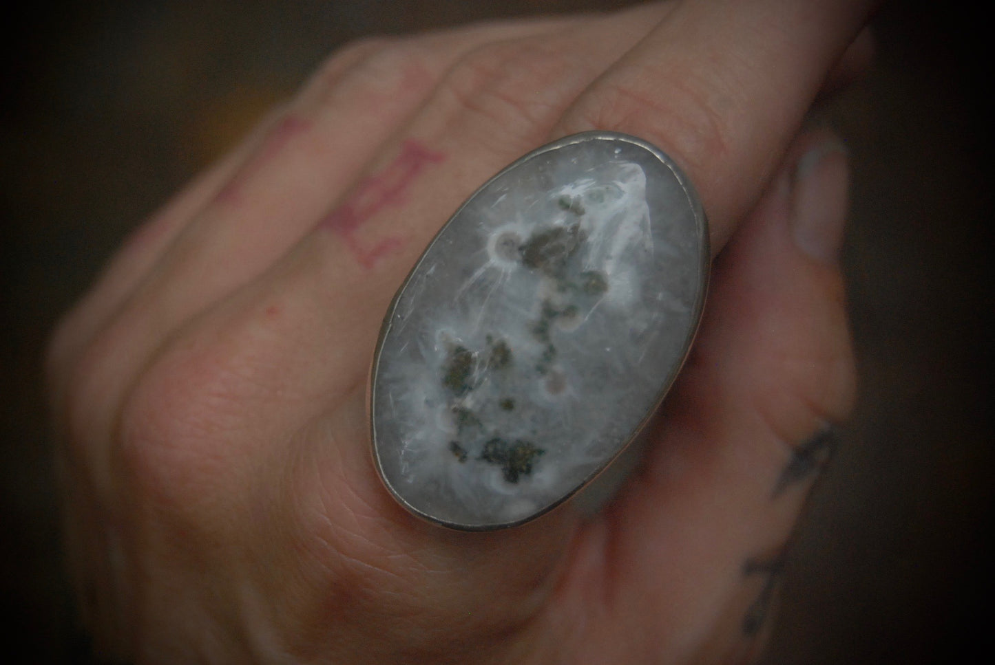 Moss Agate Ring sz- 7.75