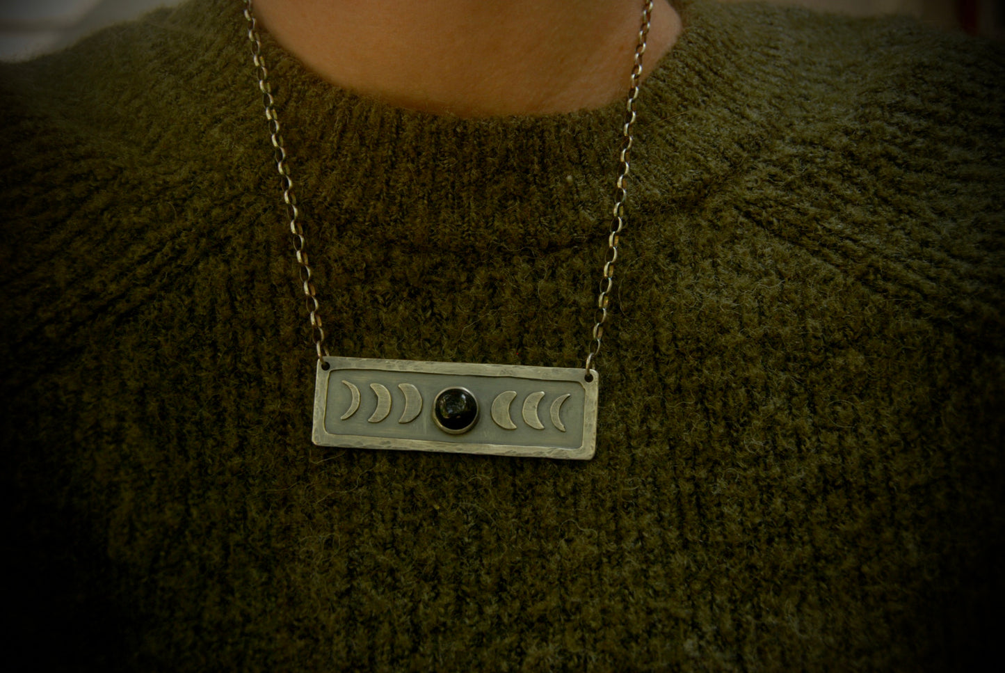 Moon Phase Scroll Necklace