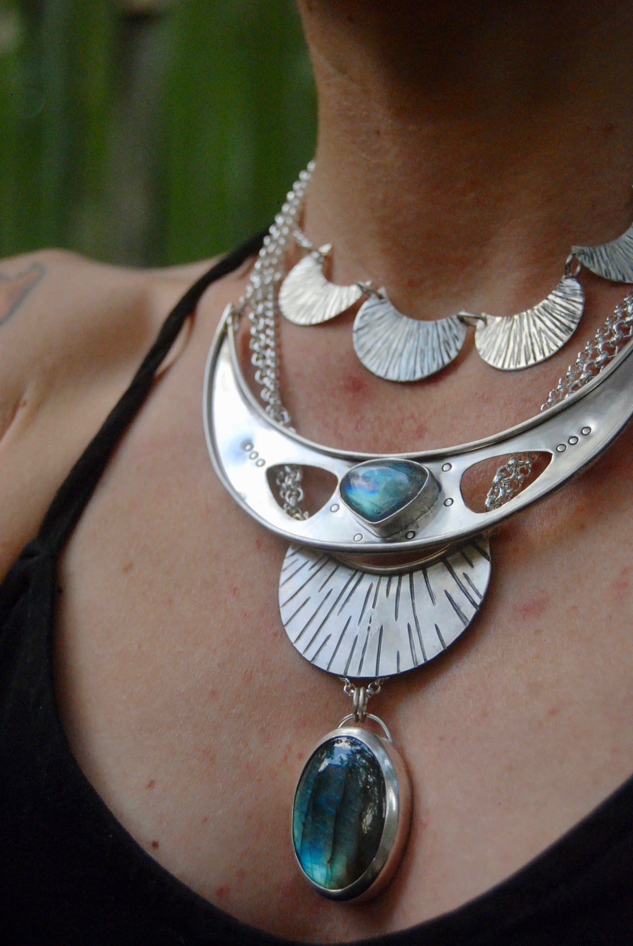 Blue oval pendant