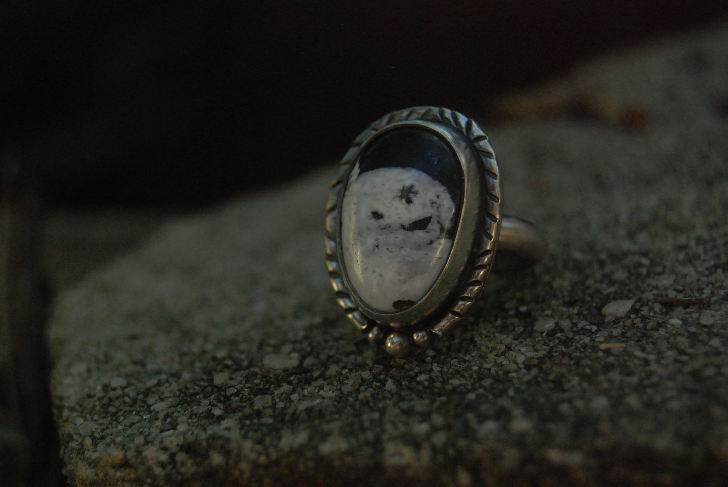 Braided White Buffalo Ring Sz- 6.5