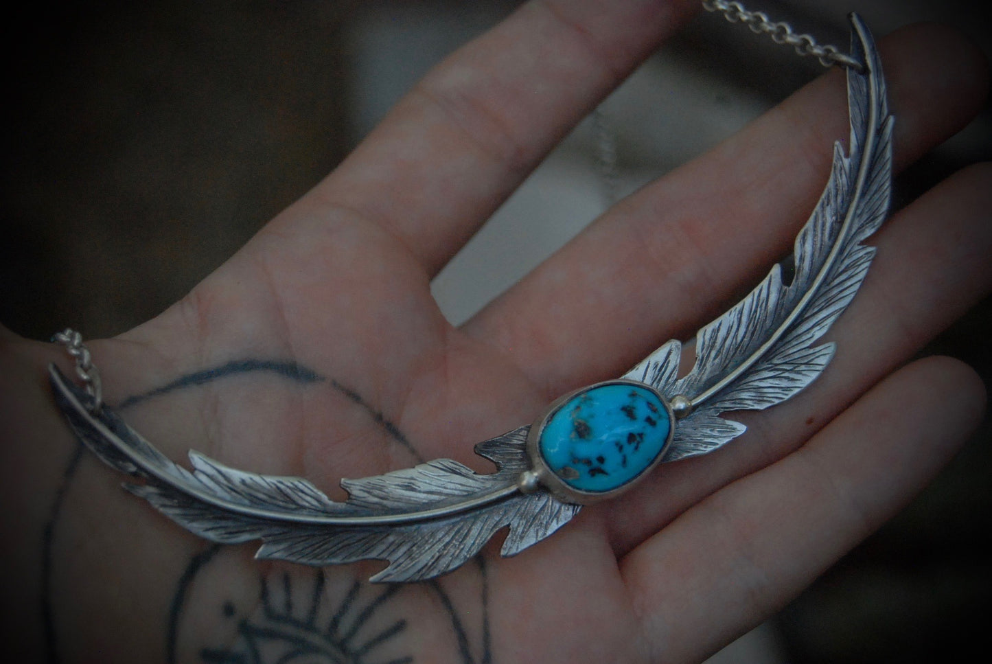 Turquoise Feathers Necklace
