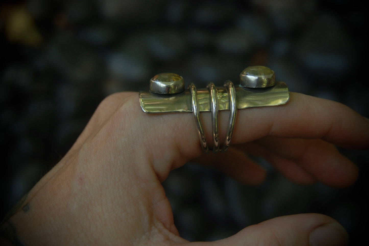 Amber Shield Ring sz-8