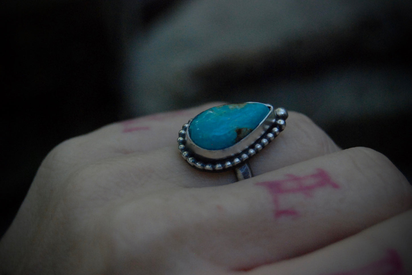 Teardrop Turquoise Ring SZ- 5.5