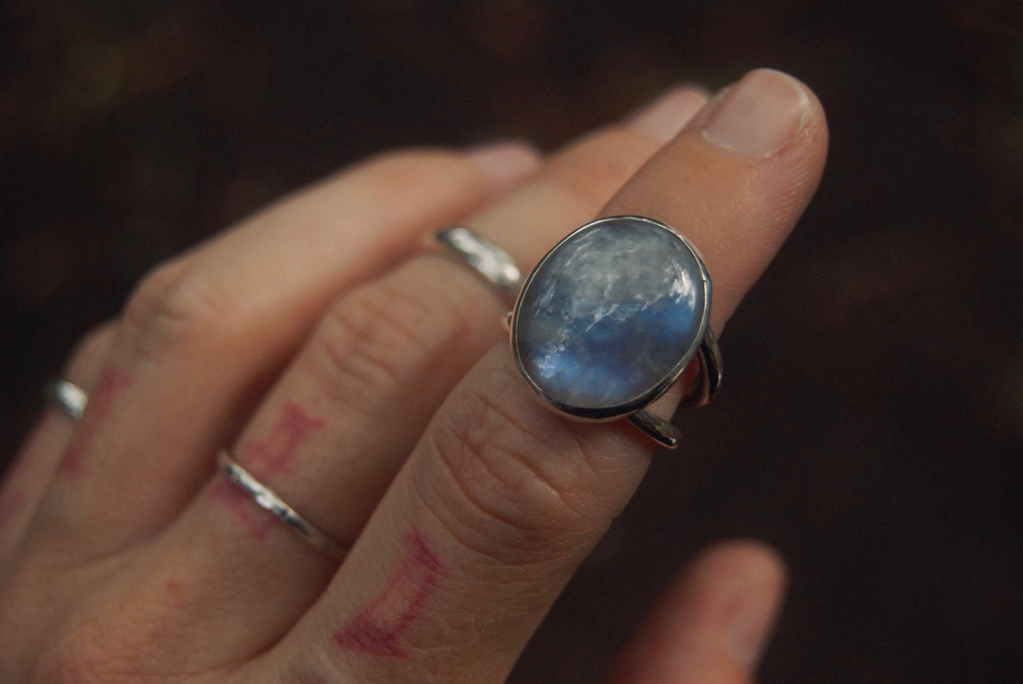 Small Round Moonstone Ring sz-5