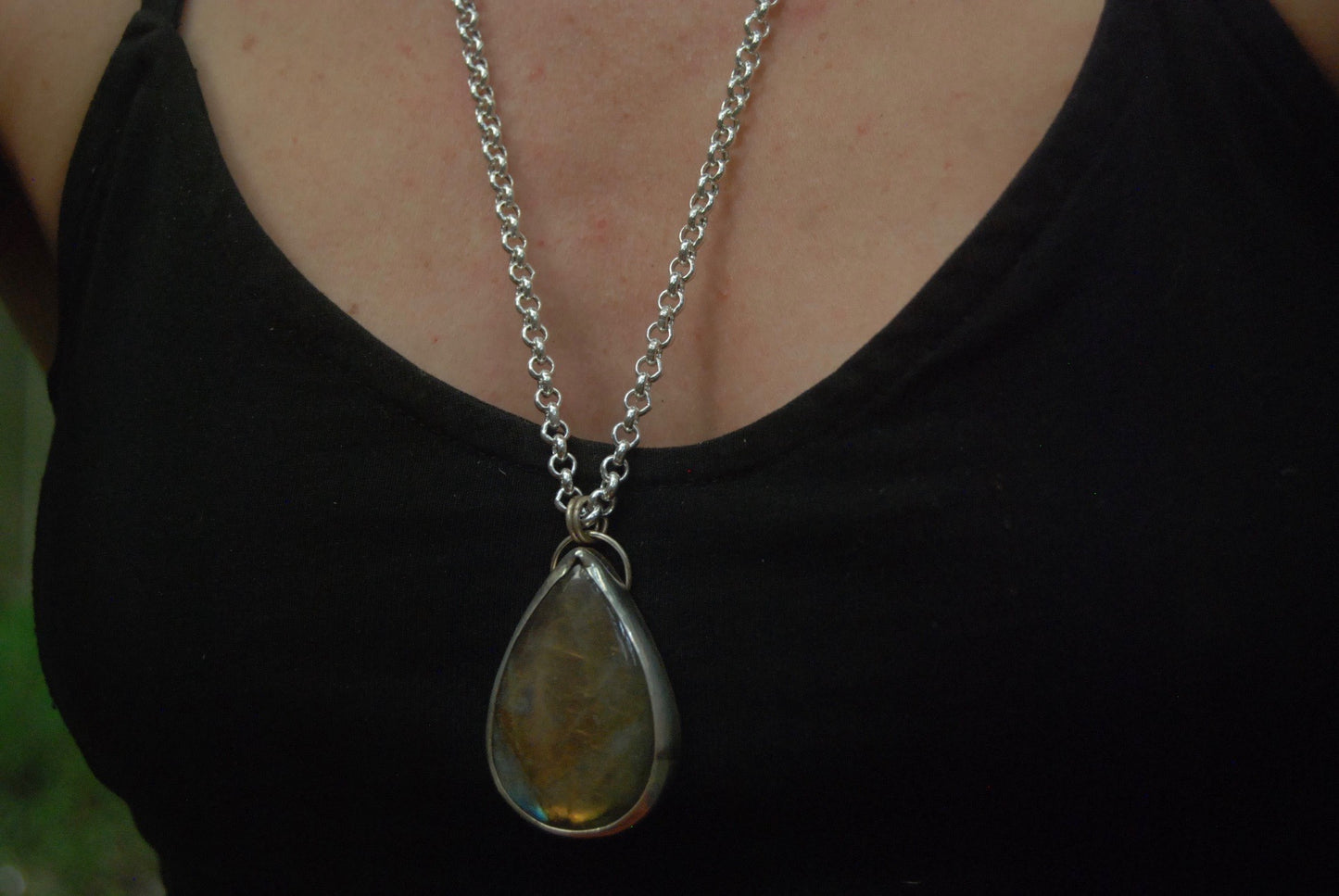Tear drop peach pendant