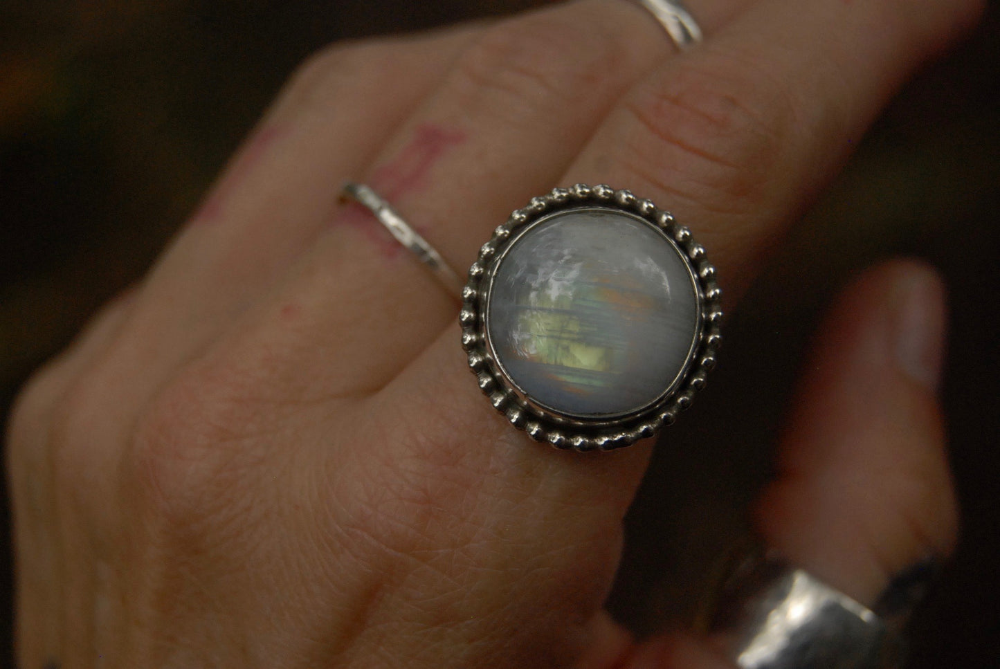 Round Moonstone Ring sz-7