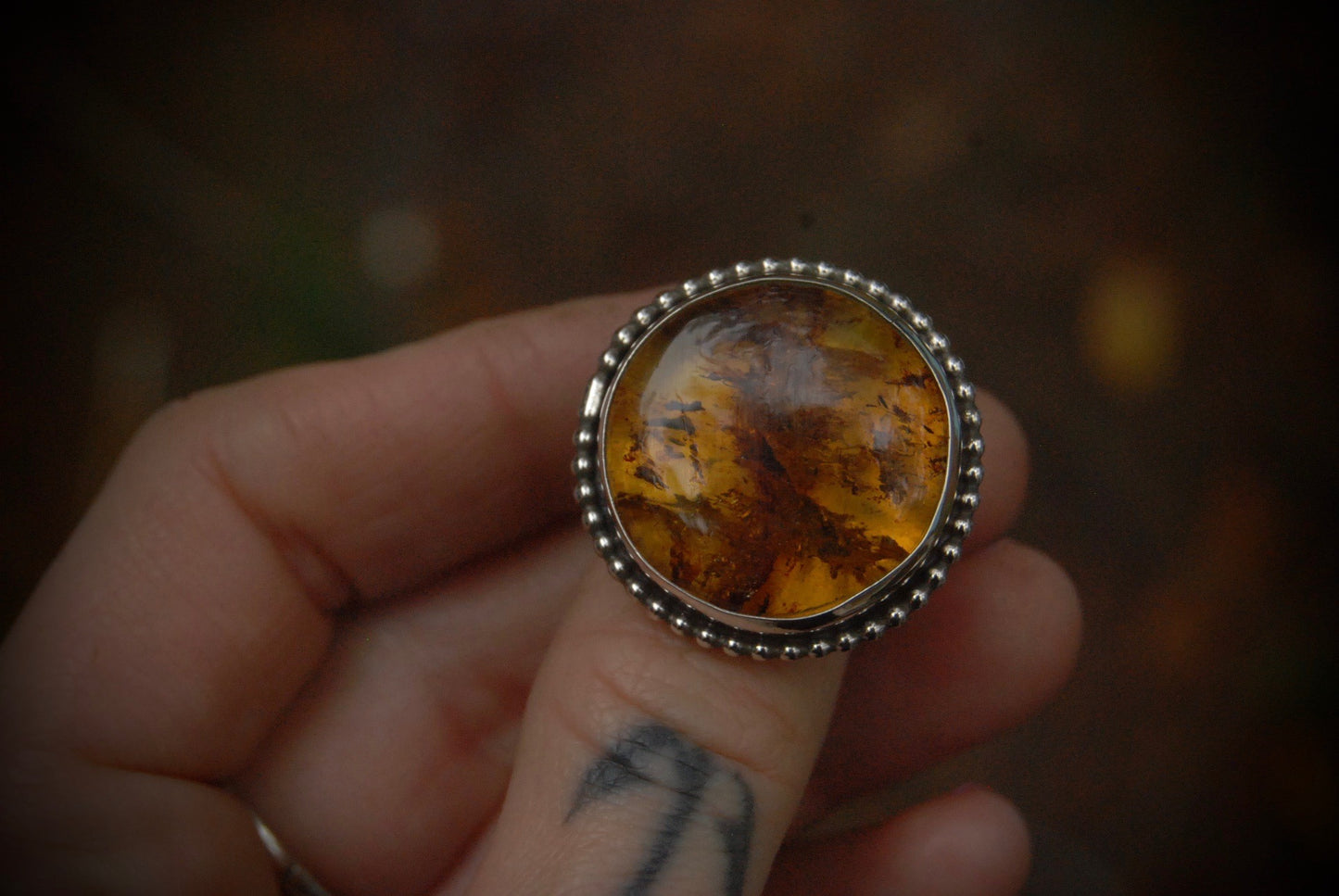 Round Amber Ring sz- 6