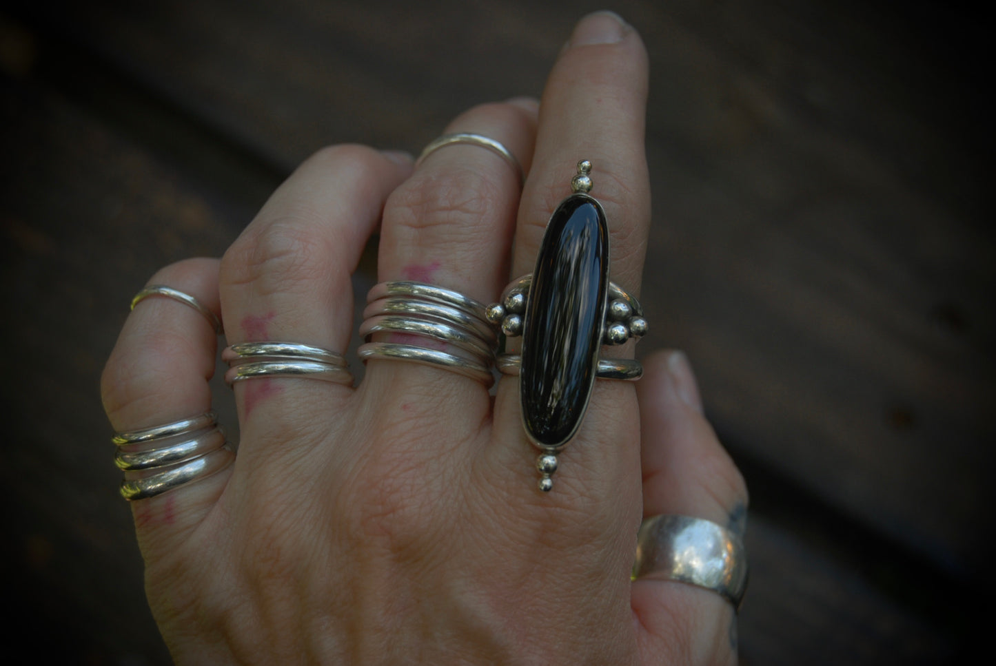 Long Onyx Ring 2 sz-8