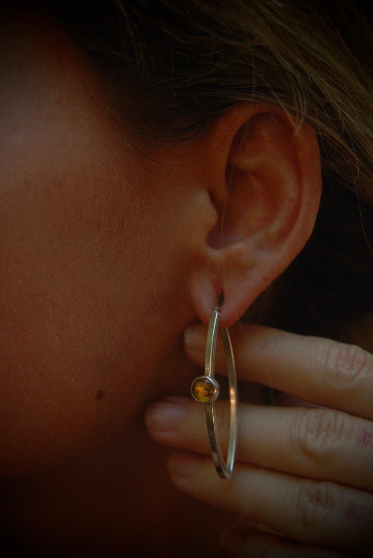 Amber Oblong Hoops