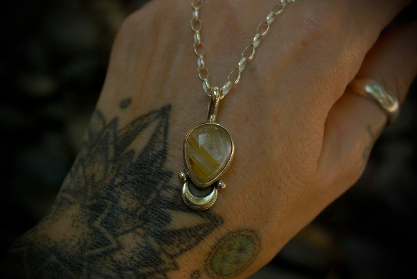 Rutilated Quartz Moon Drop Necklace 1