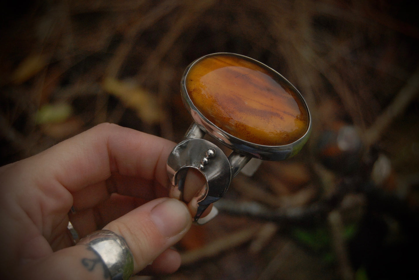 Huge Amber Moon Cuff