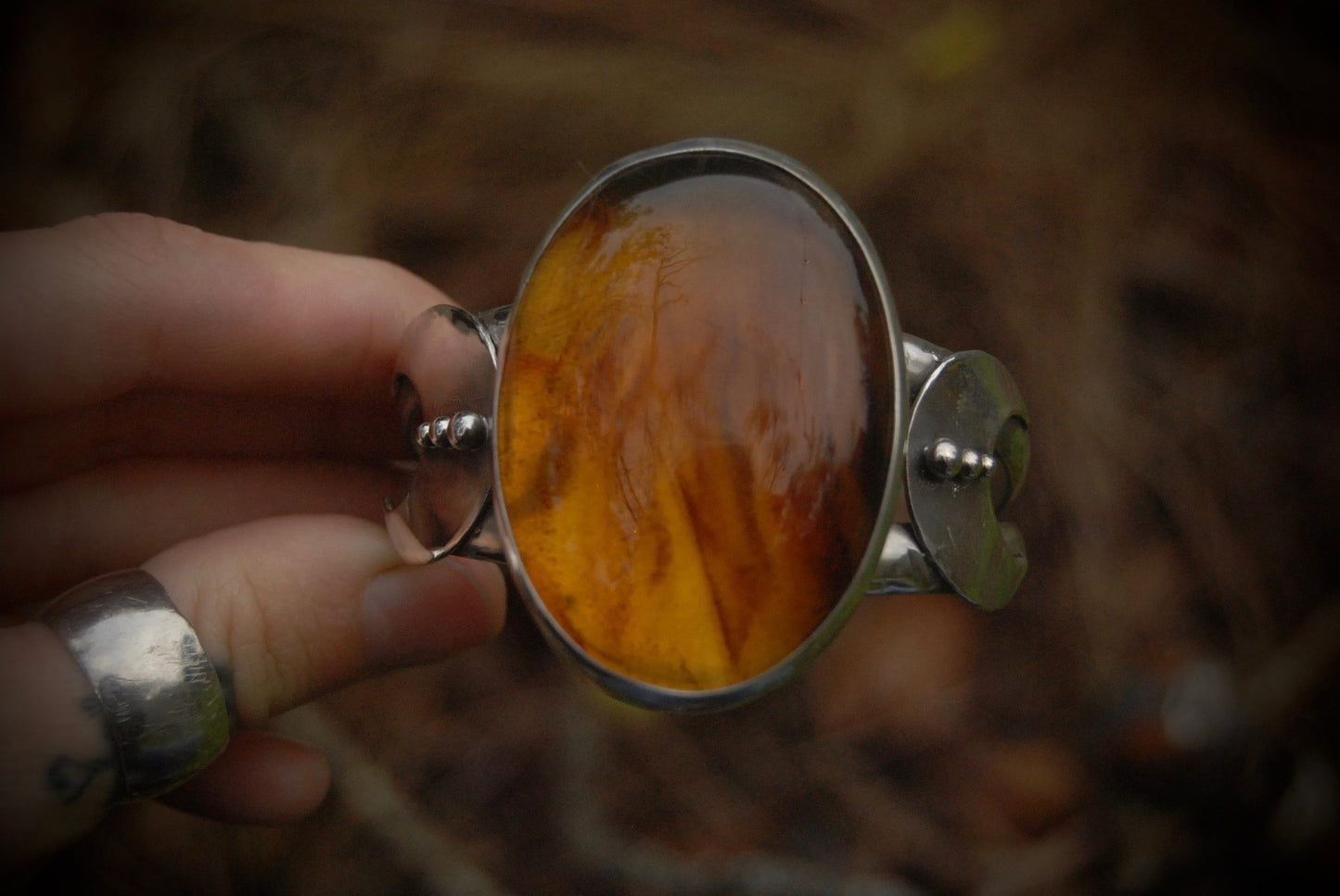 Huge Amber Moon Cuff