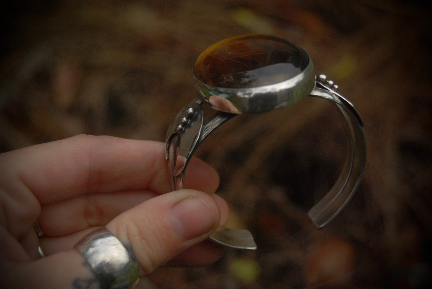 Huge Amber Moon Cuff