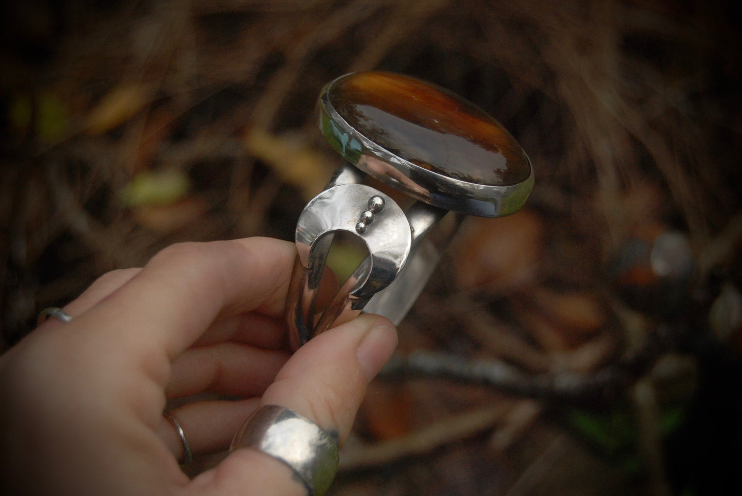 Huge Amber Moon Cuff