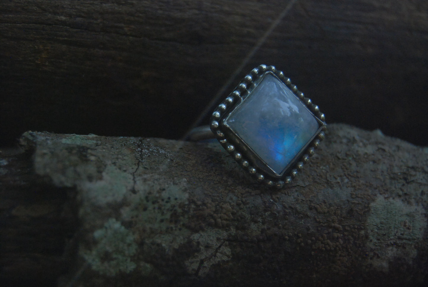 Diamond moonstone ring