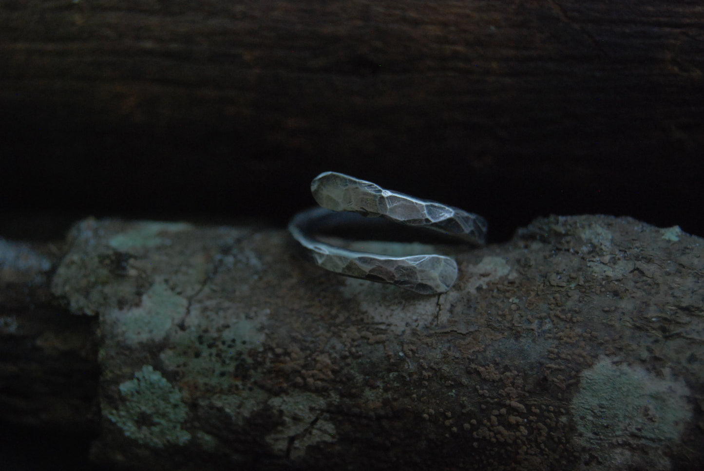 Hammered thick band ring