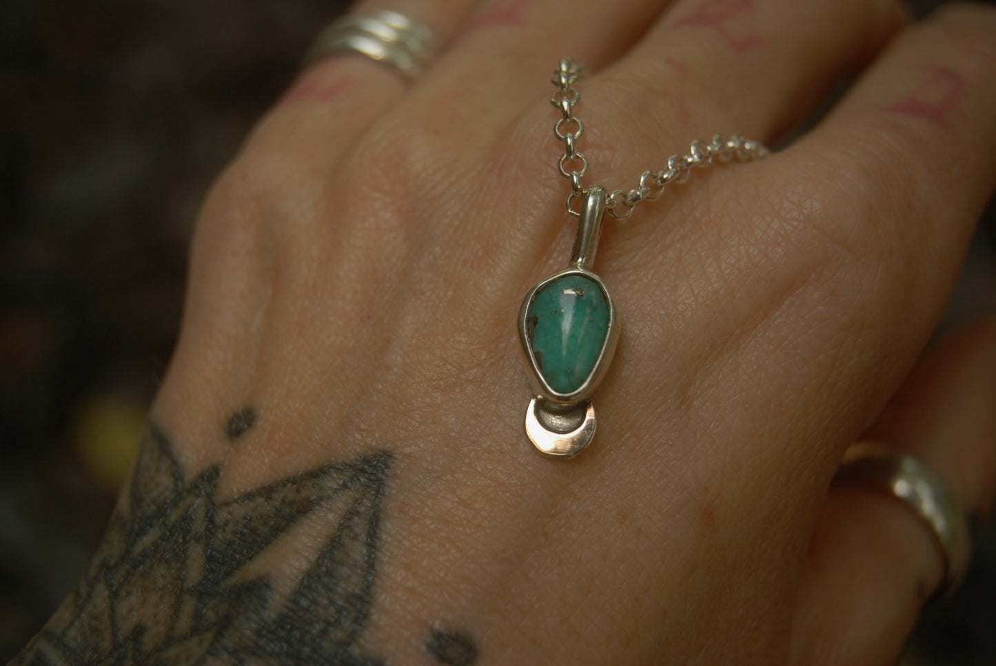Turquoise Moon Drop Necklace