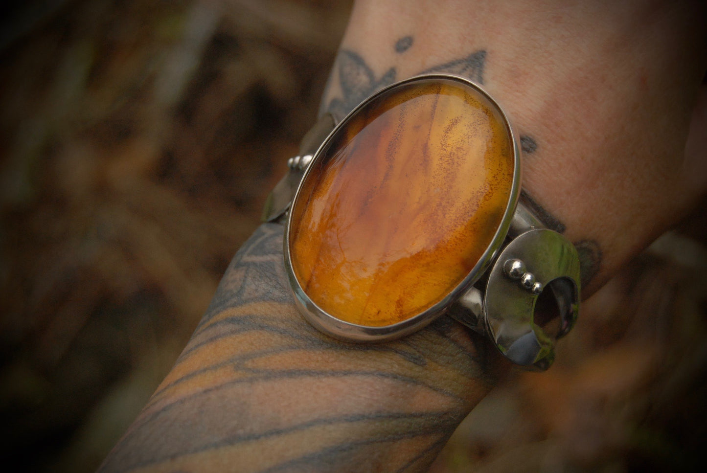 Huge Amber Moon Cuff