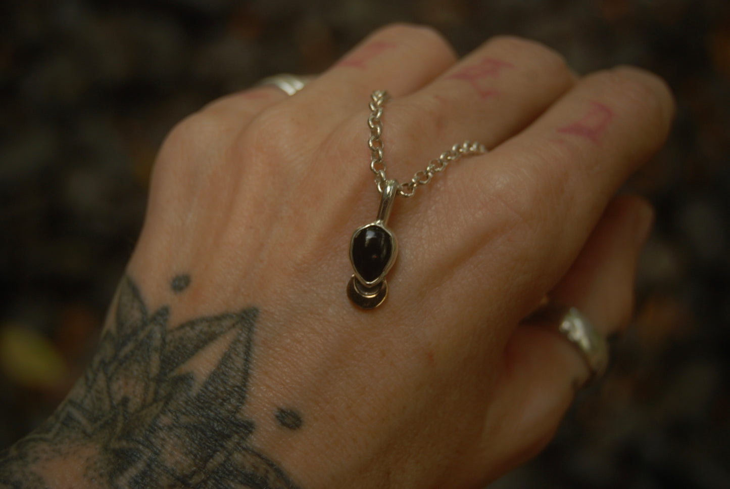 Onyx Moon Drop Necklace