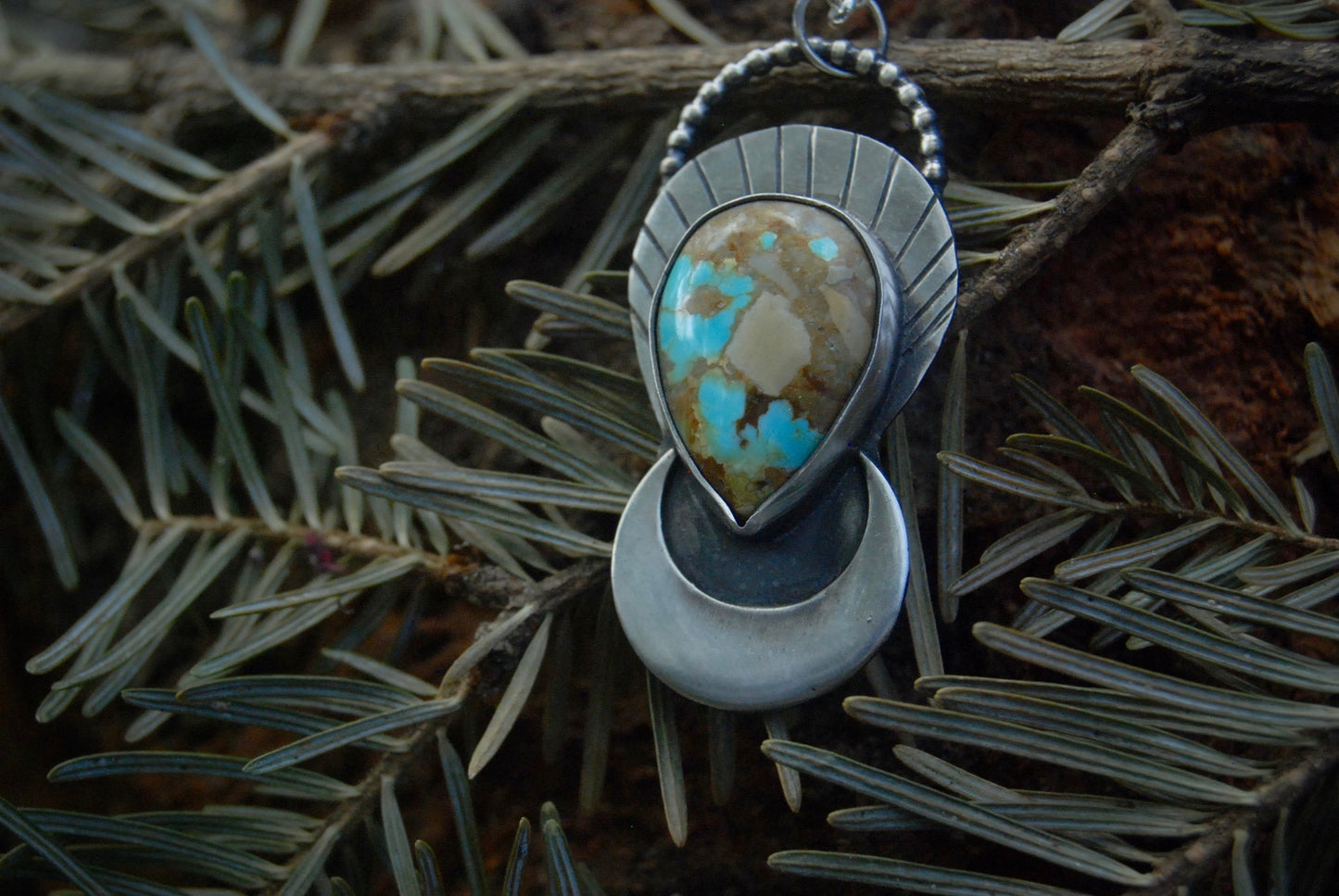 Winter blues- Sun set and moon rise necklace
