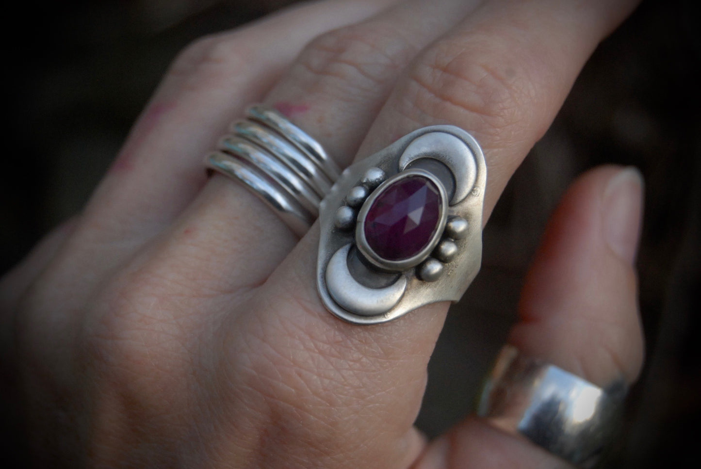 Pink Sapphire Saddle Ring sz-9