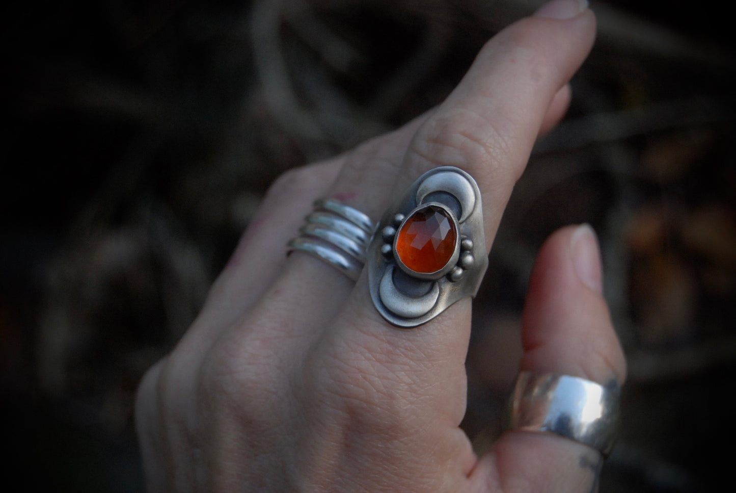 Garnet Saddle Ring sz-7