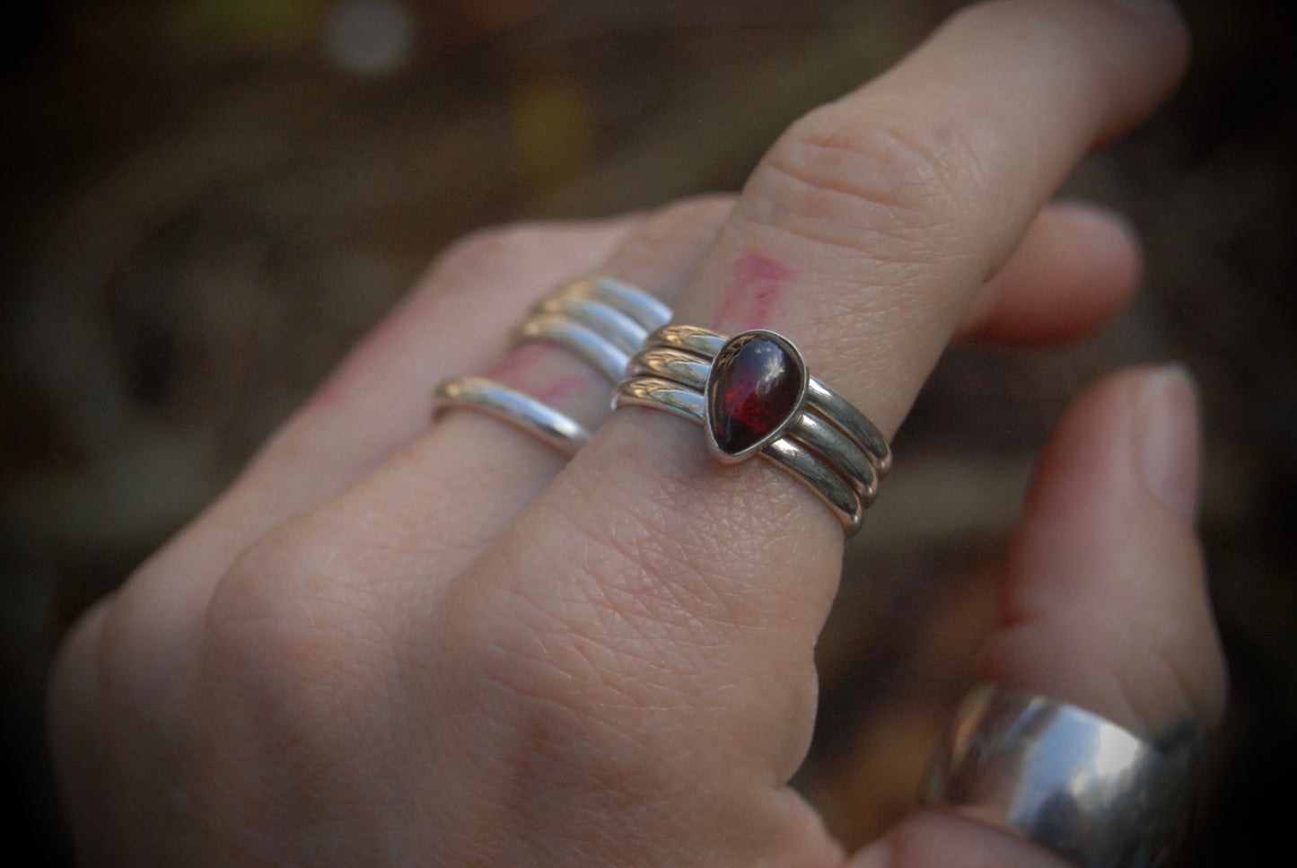 Garnet Teardrop Stack Set sz- 7