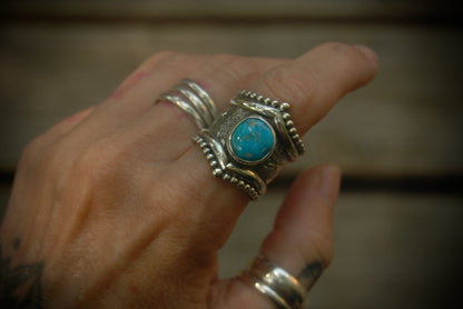 Turquoise shield ring sz 8.5-9