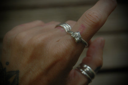 Silver nugget stack ring 1 sz-7.5